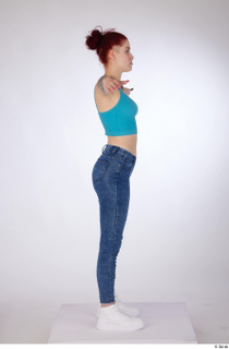 Rada blue crop top blue jeans dressed standing t-pose white…